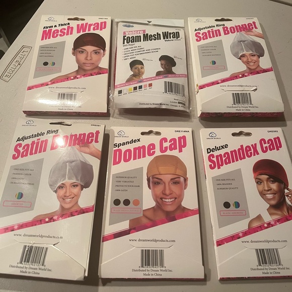 Mesh Wrap - spandex cap. Satin bonnet. Dome cap lot - Picture 2 of 2